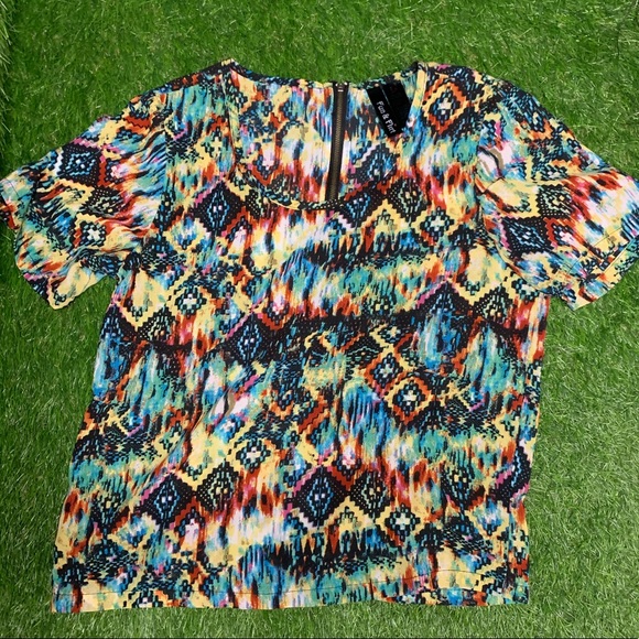 Size M multicoloured blouse with zip - Picture 1 of 2